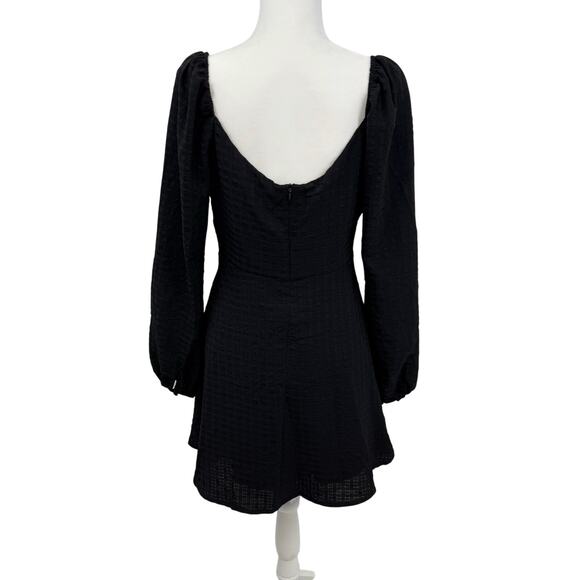 Lulus Milkmaid Babydoll Dress M Black Tie Neck Y2K Long Sleeve Renaissance Fairy - Picture 5 of 8